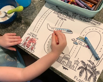 Personalized, hand drawn roadmaps for your child for big family trips