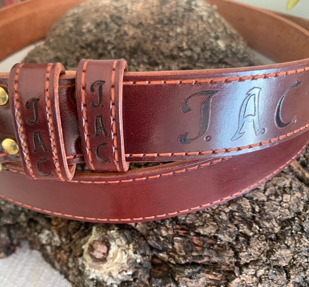 Men's Honey Brown Leather Belt. Special Large Sizes. Zamak