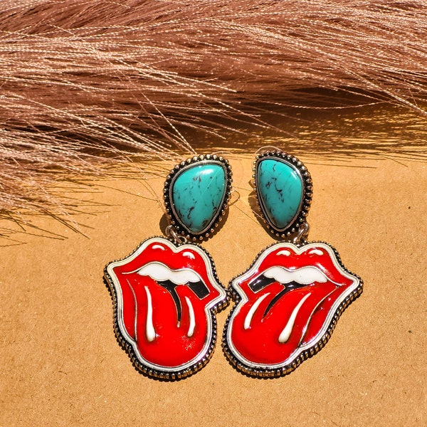 Rolling Stone Earrings, Rock n Roll Retro Earrings