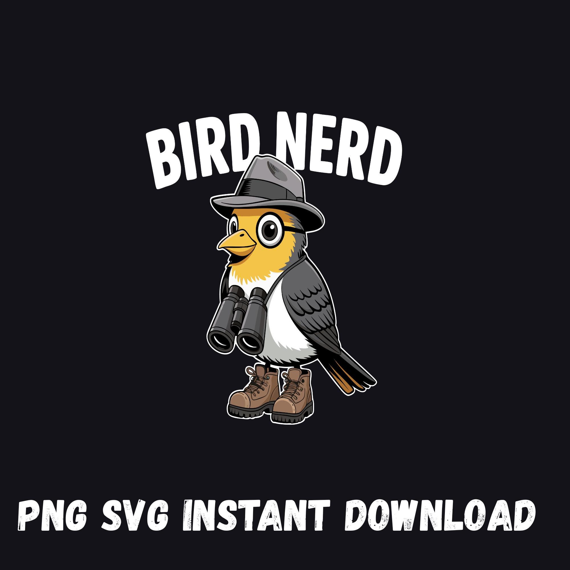 Bird Nerd SVG PNG デザイン: 面白いバードウォッチングのカットファイル (デジタルダウンロード)