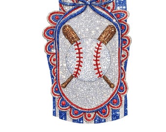 Patriotic Baseball Bow PNG: Glitter Americana Sports Mom Design (Digital Download)