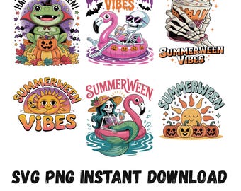 Summerween Clipart Bundle: Funny Halloween Skeletons - PNG SVG Designs
