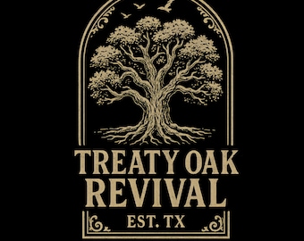 Treaty Oak Revival PNG: Vintage Texas Tree Design (Digital Download)