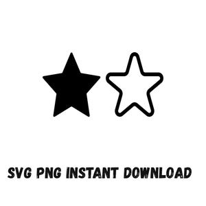 Star SVG PNG – Outline & Solid Star Vector Files for Cricut, Silhouette, Clip Art, Decals – Instant Digital Download