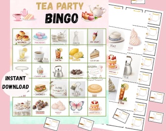 Tee-Party-Bingo-Spiel: 50 Spieler zum Ausdrucken (PDF-Download)