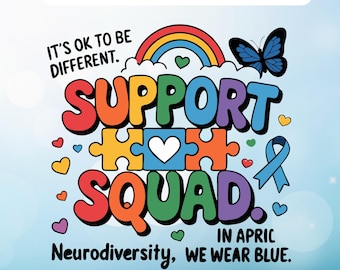 Autism Support Squad PNG: Be Kind Design (Digital Download)