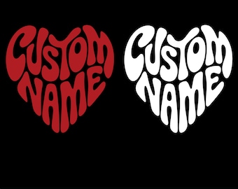 Retro Heart Custom Name SVG PNG: Valentine Typography (Digital Download)