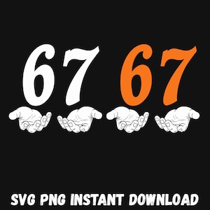 Sex sju meme händer SVG PNG: Viral Gen Z Design (digital nedladdning)