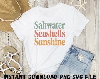 Saltwater Seashells Sunshine Quote | Beach Girl PNG SVG (Digital Download)