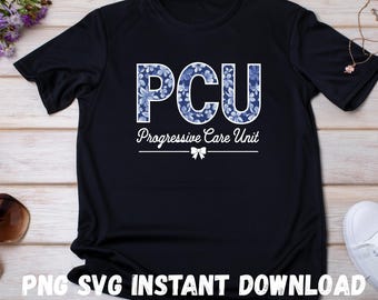 Floral PCU Nurse Design: Retro Clipart for Healthcare (PNG SVG Instant Download)