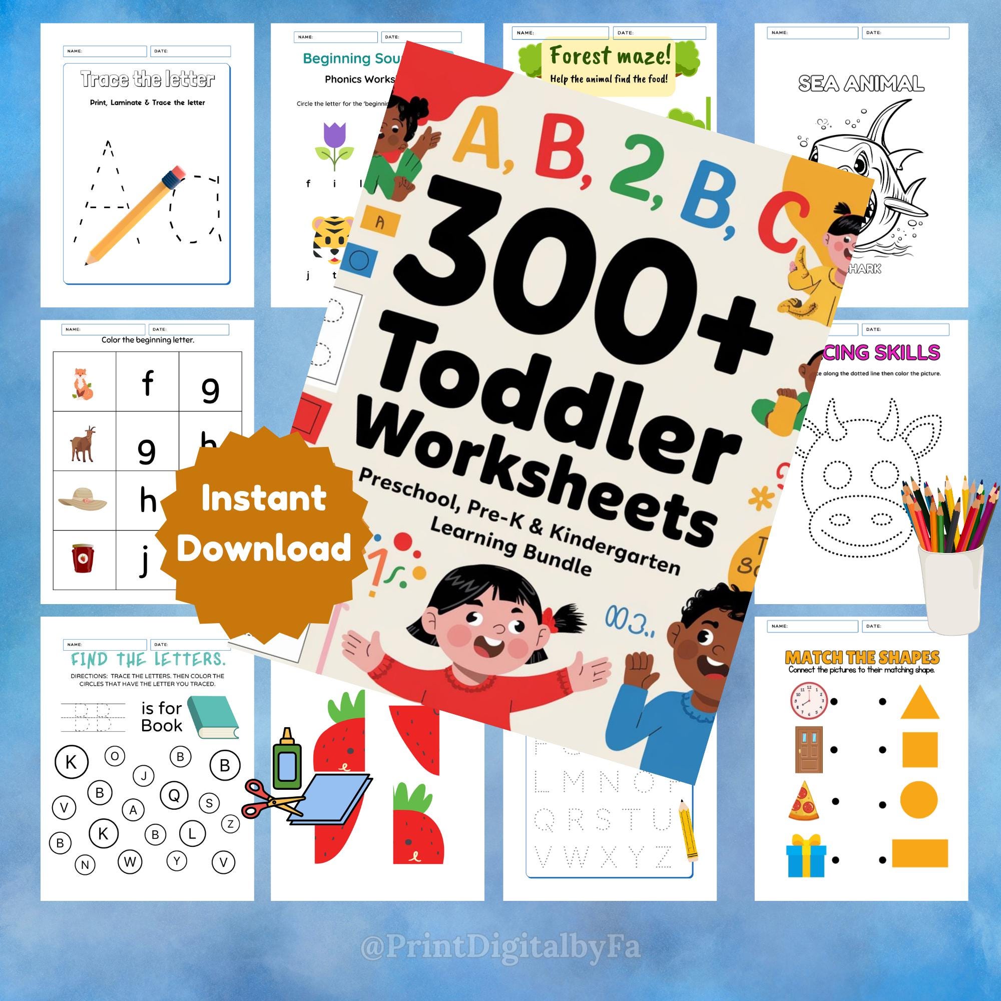300+ Toddler Learning Worksheets: Preschool, Pre-k, Kindergarten (PDF