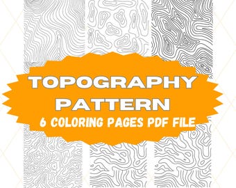 Topography Pattern Coloring Pages | Abstract Geometric Designs | Relaxing Digital Download PDF