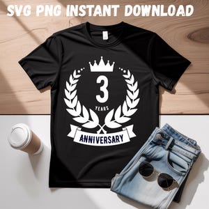 3 Year Anniversary Monogram SVG – 3rd Wedding Anniversary Shirt Design – Cricut Cut File PNG – Instant Download for Couple Gift