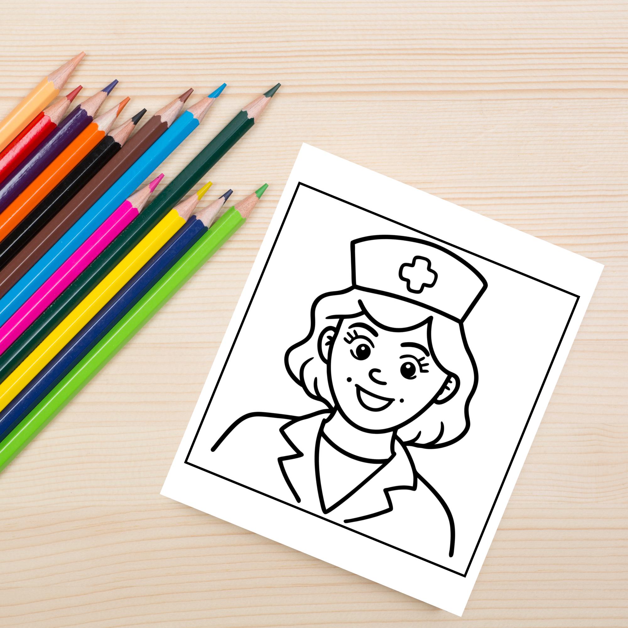 6 Funny Nurse Coloring Pages - Midnight Edition | Printable Digital ...