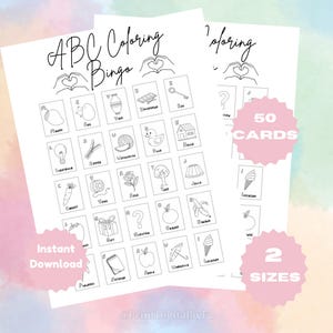 Juego de bingo para colorear con el abecedario / Bingo con el alfabeto imprimible para niños / Actividad divertida de aprendizaje y reconocimiento de letras / Aula de educación en el hogar