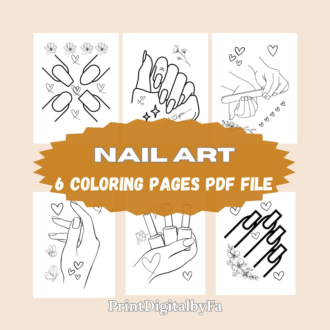 Nail Art Coloring Pages 6 Cosmetics Designs (PDF, Printable) Etsy
