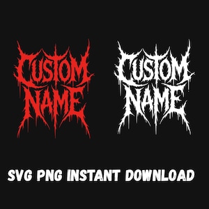 Individuelles Death Metal Name Logo - Brutal Metal Schrift SVG PNG - Personalisiertes Bandlogo für Shirts, Aufkleber, Geschenke, Goth & Punk Fans