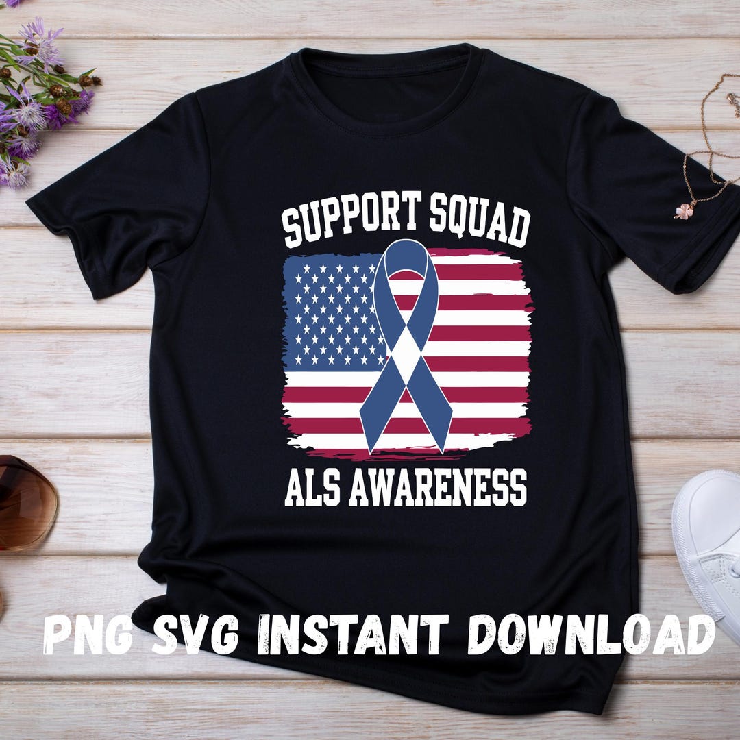 ALS Awareness Month SVG Png | Support Squad USA Flag Design | Cricut ...