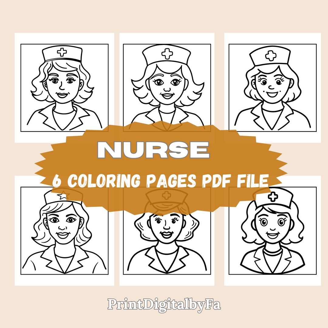 6 Funny Nurse Coloring Pages - Midnight Edition | Printable Digital ...