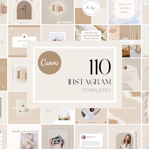 110 Minimal Instagram Templates | Instagram Templates Canva | Instagram Post Bundle | Instagram Templates Business | Instagram Templates