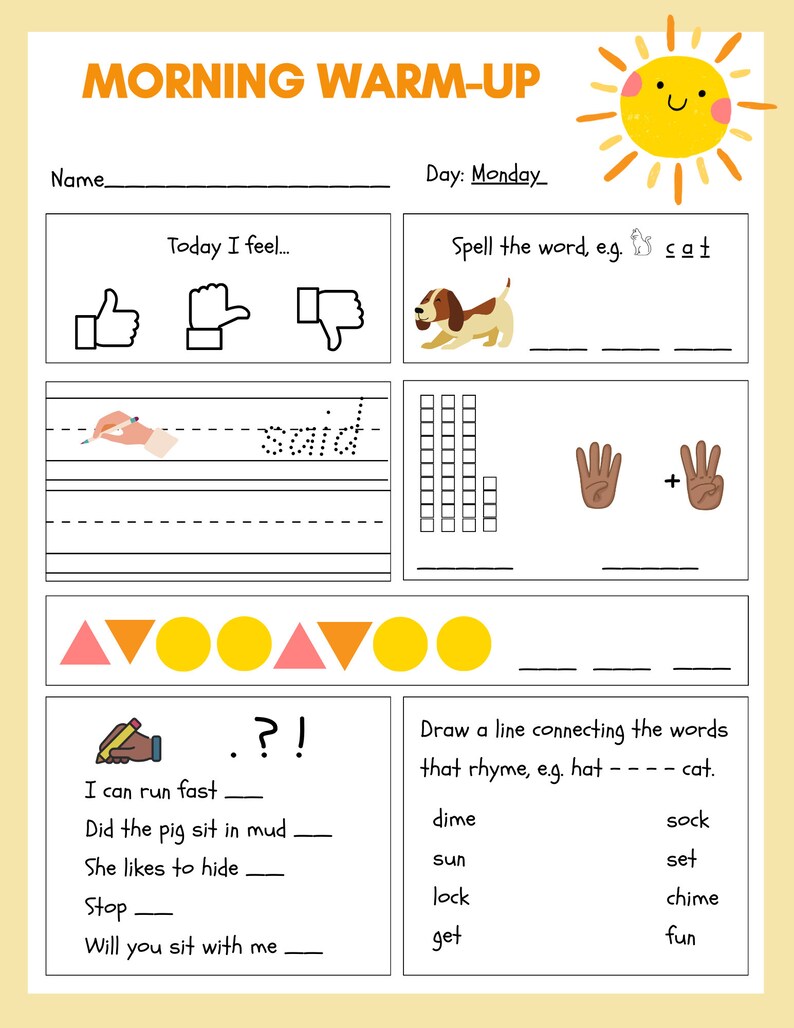 Educational Worksheets Pre K-4th Grade - Etsy