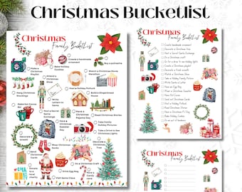 Christmas Bucket List Printable | Christmas To Do List | Winter Bucket List Template | Holiday Activities | Custom Bucket List