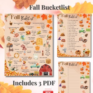 Fall Bucket List | Fall Printable | Fall Planner | Fall To Do List | Printable Autumn Bucket List | Instant Download | Fall Checklist
