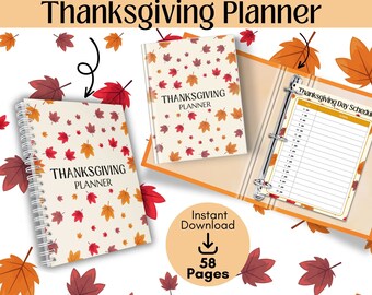Printable Thanksgiving Planner: Meal Prep, Recipes, Schedule (Digital Download)