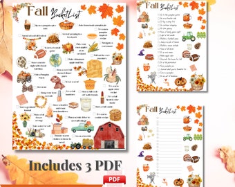 Fall Bucket List Printable | Instant Download | Fall Planner | Fall Decor Ideas | Bucket List Template | Happy Fall Printable