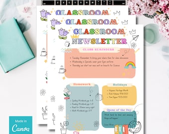 Boletín del aula / Regreso a clases / Plantillas editables para boletines anuales y mensuales / Plantilla de boletín mensual estacional 2023