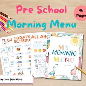 Homeschool Morning Menu | Preschool Worksheets | Morning Menu Printable Pack | Morning Time | Preschool Morning Menu Printable