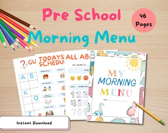 Homeschool Morning Menu | Preschool Worksheets | Morning Menu Printable Pack | Morning Time | Preschool Morning Menu Printable