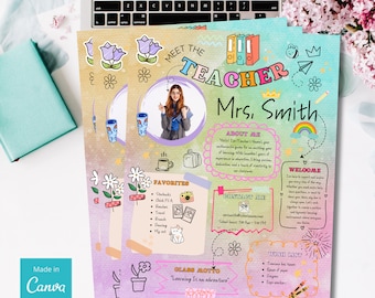 Meet the teacher, Teacher Template, Back to School Flyer, Teacher Introduction, Teacher letter, Classroom newsletter