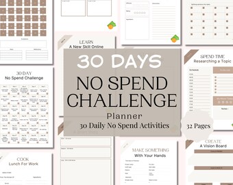 No Spend Calendar | Instant Download | 30 Day Challenge | No Spend Month | Dave Ramsey | No Spend List Printable | Money Saving Tracker
