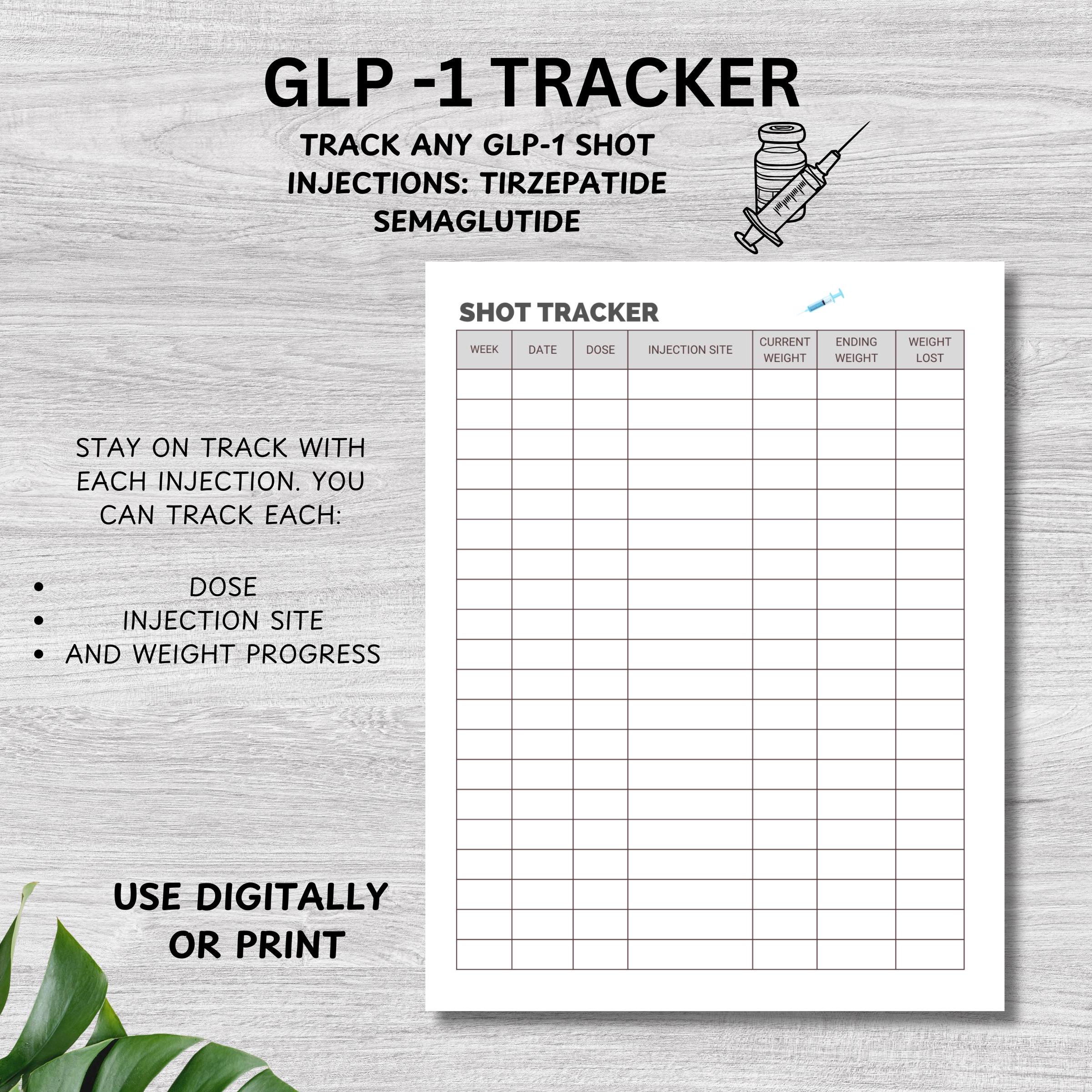 glp 1 tracker free Symptom Tracker | GLP-1 Injection Tracker | Tirzepatide Weekly Log |  Semaglutide Chart | Weight Loss | Printable Shot Log | Digital Planner