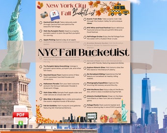Lista de desejos de outono em Nova York | Atividades de outono para imprimir (PDF)