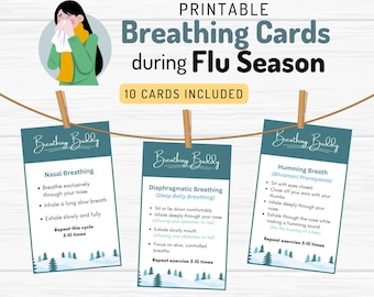 Tarjetas de ejercicios de respiración: Herramientas de bienestar para la temporada de gripe (Descarga imprimible)