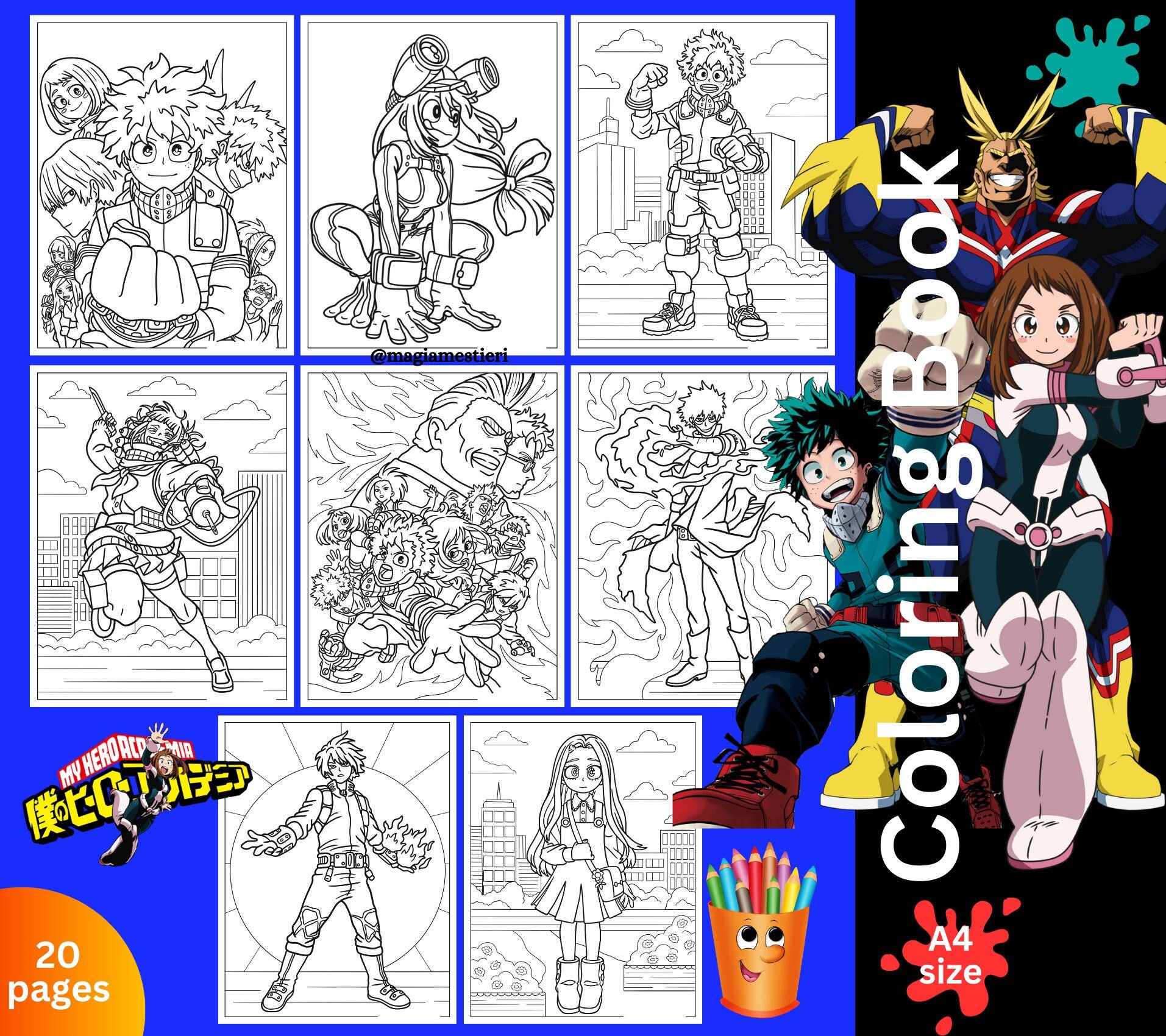 My Hero Academia Coloring Pages, 20 Sheets, Anime Coloring, Trending ...