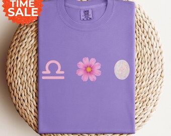 Libra Shirt: Cosmos, Opal, October Birthstone Zodiac Tee