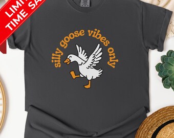 Silly Goose Vibes Comfort Colors Shirt: Retro Animal Tee