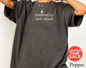 Comfort Colors Cocktails & Chaos T-Shirt: Funny Drinking Tee, Girls Night Out