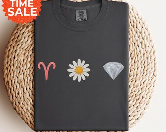Aries Zodiac Shirt: Daisy, Diamond, April Birthstone Tee