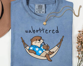 Otter Shirt, Unbottered Otter Hammock Design, Funny Animal Gift Tee
