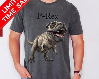 Comfort Colors Pug Dinosaur T-Shirt: Funny P-Rex Tee