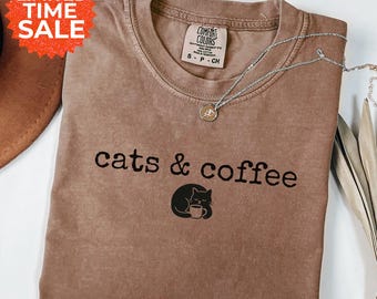 Comfort Colors Cats Shirt Coffee Lover Tee Espresso Enthusiast Top Cozy Black Cat Tshirt Gift For Cat Mom Unisex Minimalist Graphic Tee