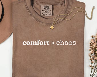 Comfort Colors Comfort Over Chaos Shirt, Taurus Zodiac Shirt, Cozy Homebody Tee, Introvert Gift, Self Care Shirt