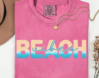 Comfort Colors Beach Vibes Tee: Retro Summer Boho Shirt