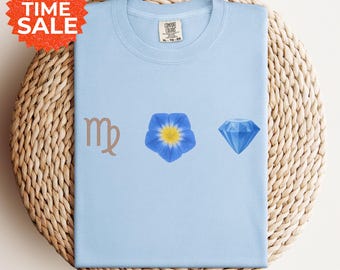 Virgo Shirt: Sapphire, Morning Glory, September Birthstone Tee