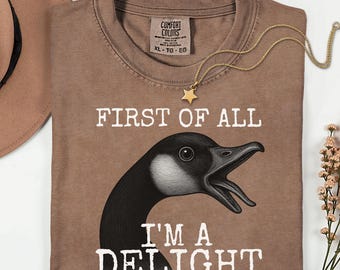 Comfort Colors Goose Shirt, Silly Goose, First of All I'm A Delight, Vintage Goose Tee, Goose Gift, Funny Shirt, Goose tshirt, Canada Goose