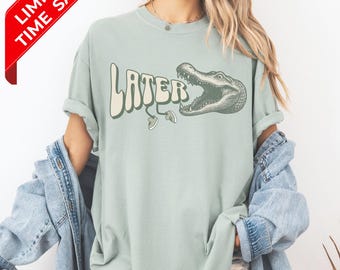 Retro Alligator Graphic Tee: Funny Comfort Colors Shirt